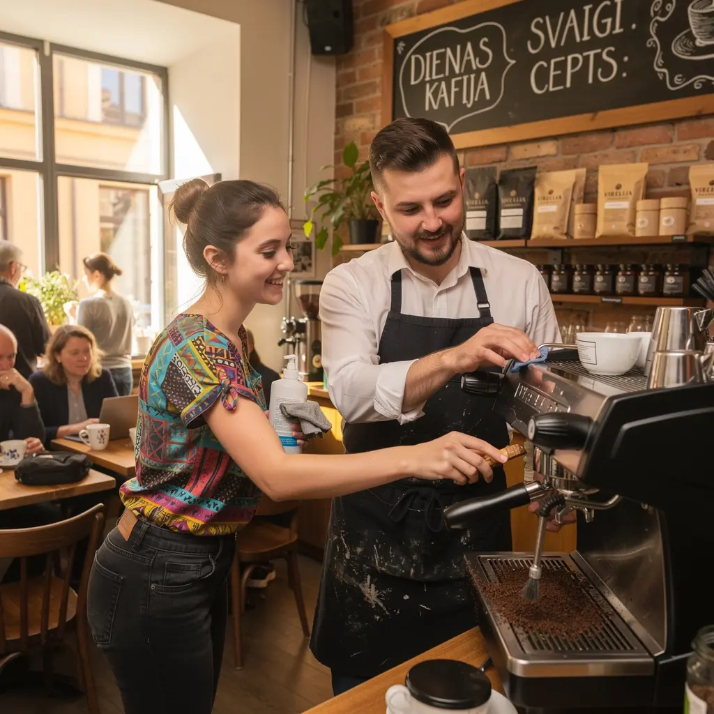 Kafijas automāta spiediena regulēšana, lai uzlabotu kafijas kvalitāti.